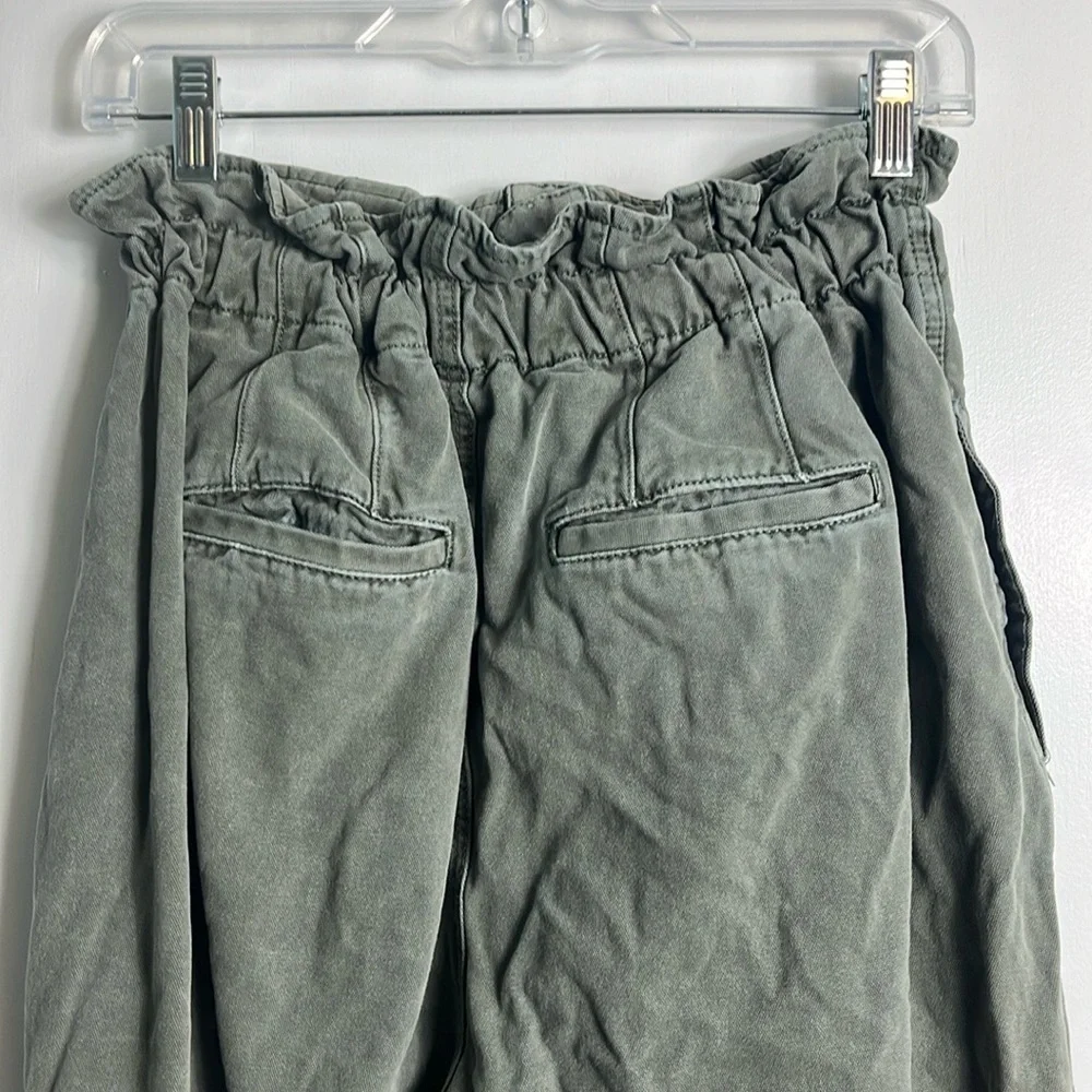 Free People Margate Pleated High‎ Waist Paper Bag Boho Trouser Sugar Kelp Green